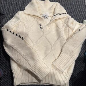 En Saison Cream Turtleneck Sweater with Black Accents